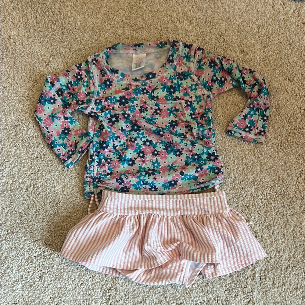 Floral and Striped Kids Swim Set